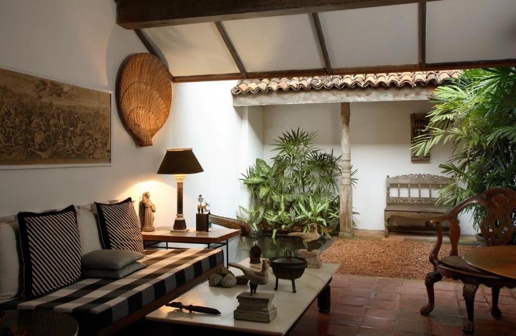 Best Hotels in Colombo & Negombo: Where to Stay at the Start or End of Your Sri Lanka Trip 2 Geoffrey Bawa Home Colombo interior with layered personal design details and tropical courtyard