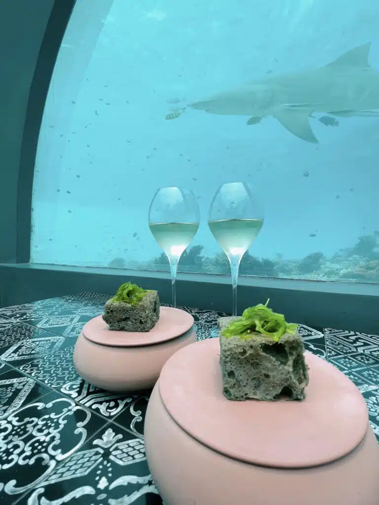 モルディブの水中レストランがあるリゾート:一生に一度のユニークな食事体験ができる8選 19 You and Me MaldivesのH2O by Andrea Bertonで楽しむ、海に囲まれたダイニング体験