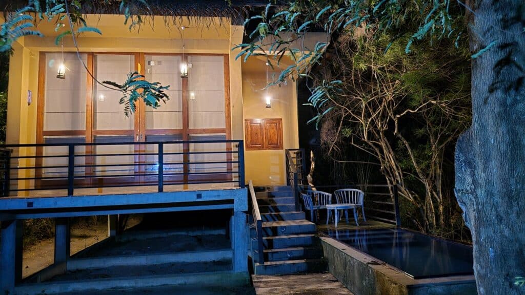Best Budget Hotels in Sri Lanka: Top Picks Under $100 (+ Best Value Stays) 17 Wild Wadi Wilpattu outdoor camp dining area with jungle and forest atmosphere