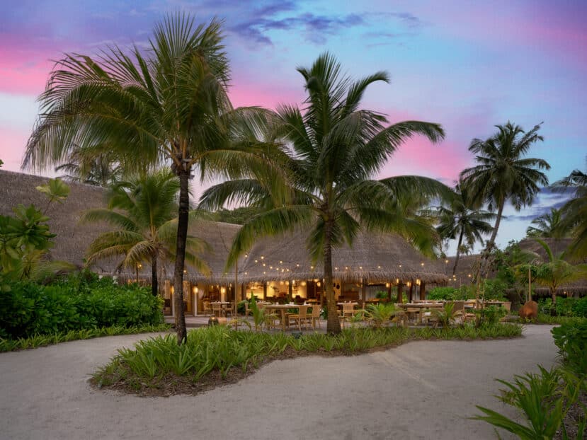 Lhaviyani Atoll Maldives: A Complete Guide to Three Stunning Atolls 8 Six Senses Kanuhura Lhaviyani Atoll Bottega wine exterior courtyard and dining area