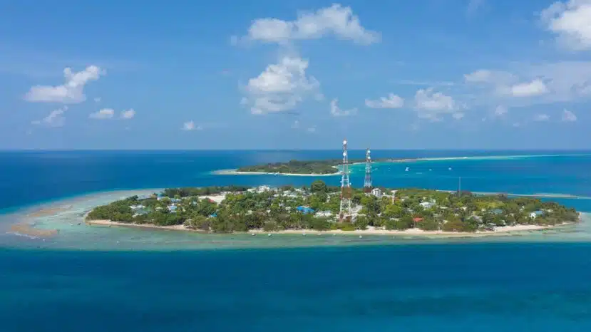 North and South Ari Atoll Guide (Alif Alif & Alif Dhaal): Resorts, Local Islands & Everything You Need to Know 16 Rasdhoo local island North Ari Atoll Maldives aerial view with white sand beach