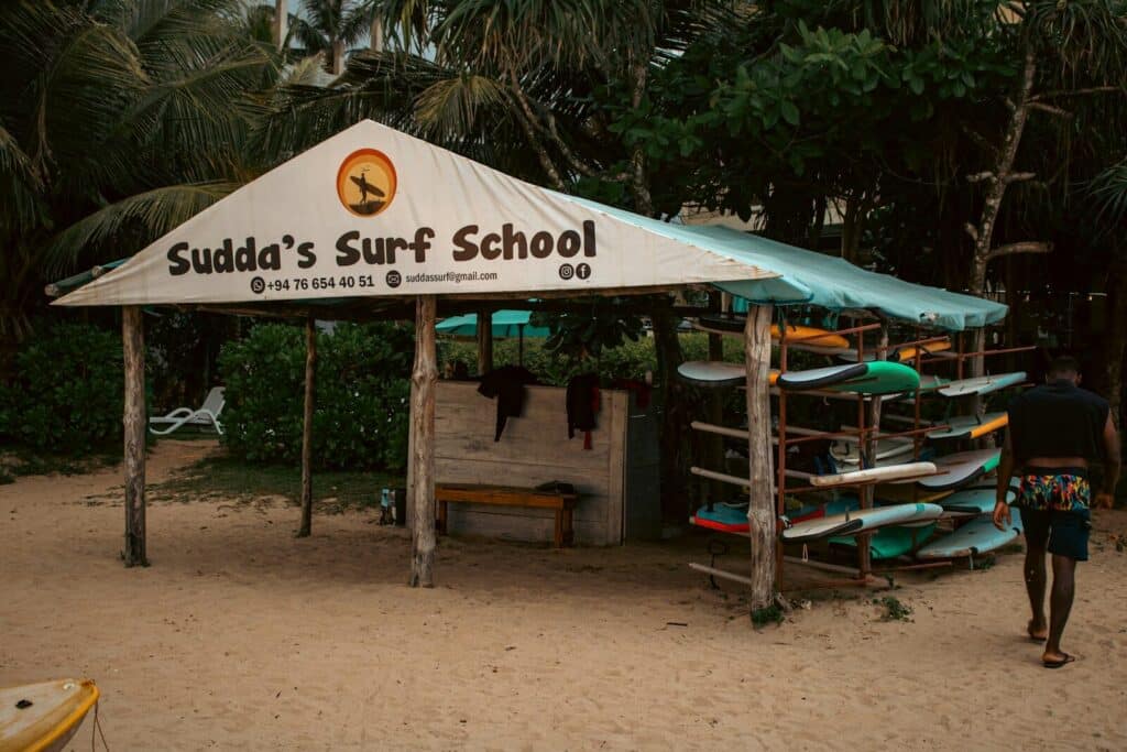 Best Beaches in Sri Lanka: A Guide by Coast & Season 3 Weligama bay wide sandy beach with gentle waves and colourful fishing boats Sri Lanka