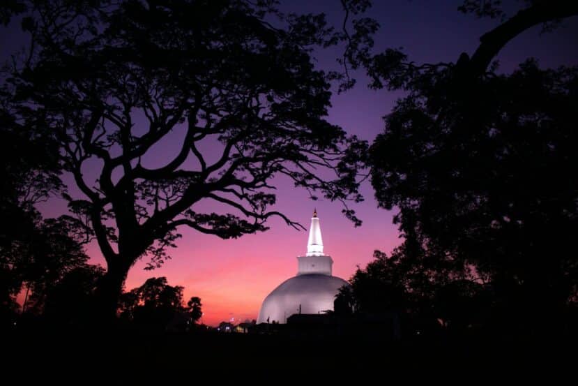 Sri Lanka Cultural Triangle: Ancient Cities, Temples & Where to Stay 6 Ruwanwelisaya Dagoba white stupa Anuradhapura ancient Sri Lanka Buddhist monument