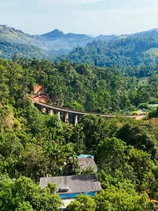 nine arch bridge in sri lanka aerial view