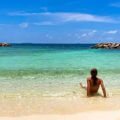 women enjoying their time in maldives beach
